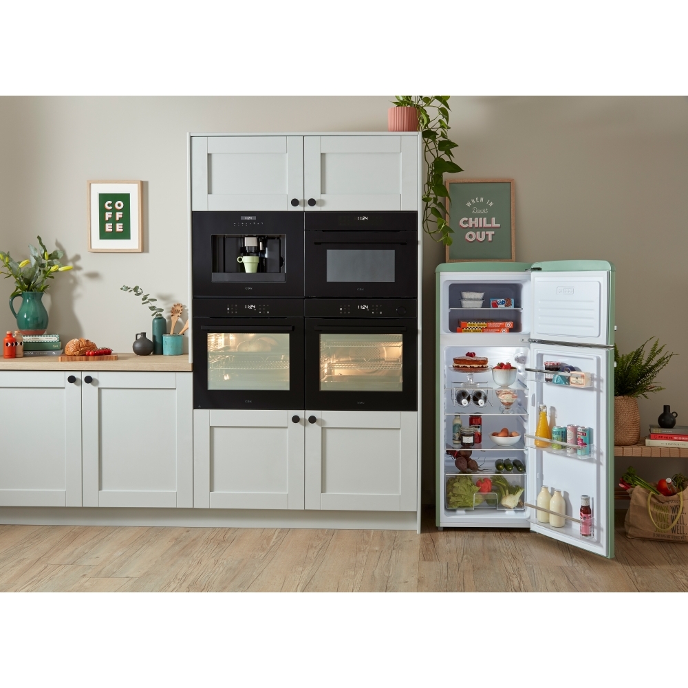 CDA Betty Meadow Retro Static Fridge Freezer, 80/20, Green, D Rated