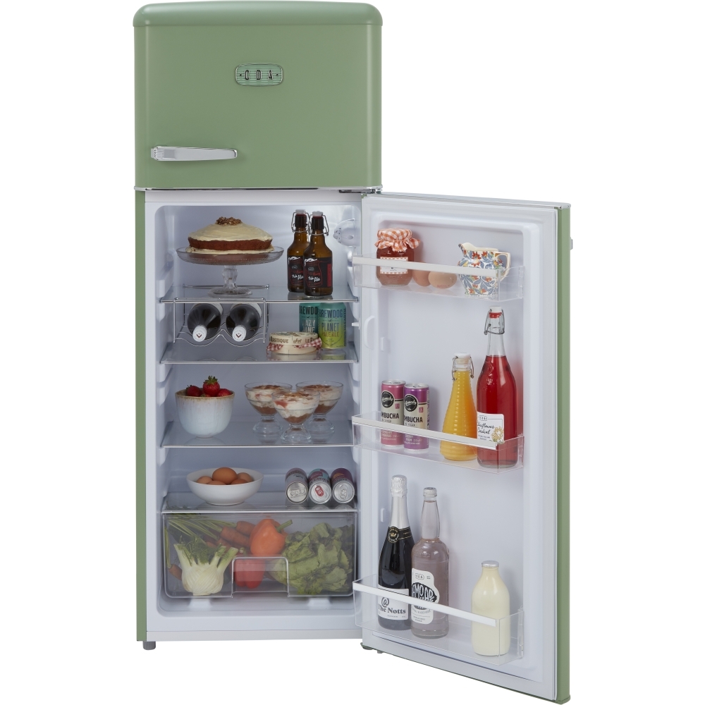 CDA Betty Meadow Retro Static Fridge Freezer, 80/20, Green, D Rated