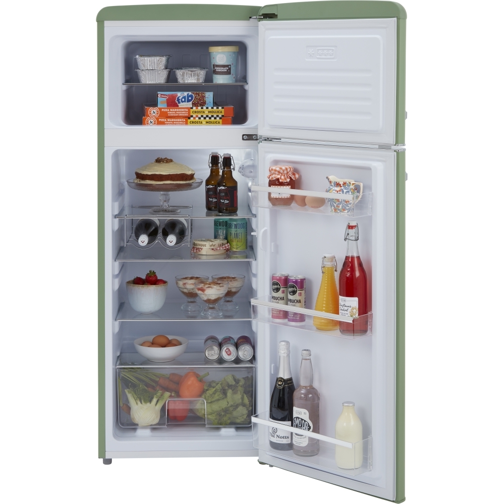 CDA Betty Meadow Retro Static Fridge Freezer, 80/20, Green, D Rated
