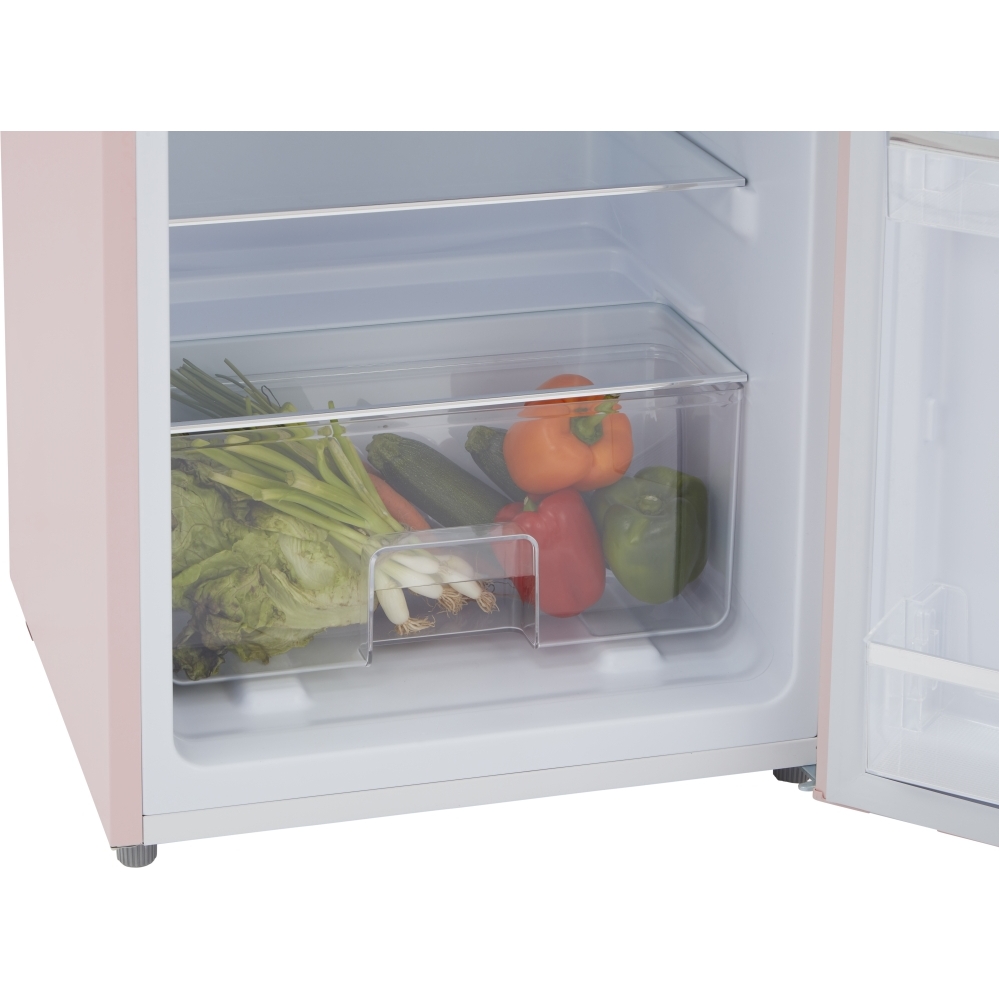 CDA Betty Tea Rose Retro Static Fridge Freezer, 80/20, Pink, D Rated