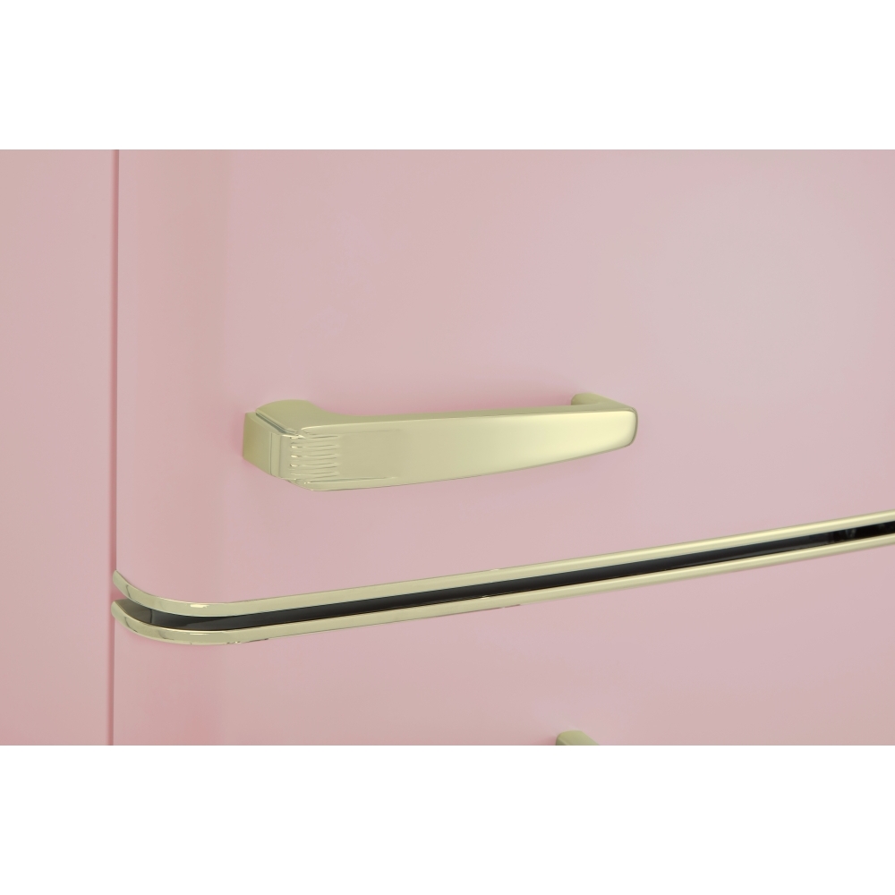CDA Betty Tea Rose Retro Static Fridge Freezer, 80/20, Pink, D Rated