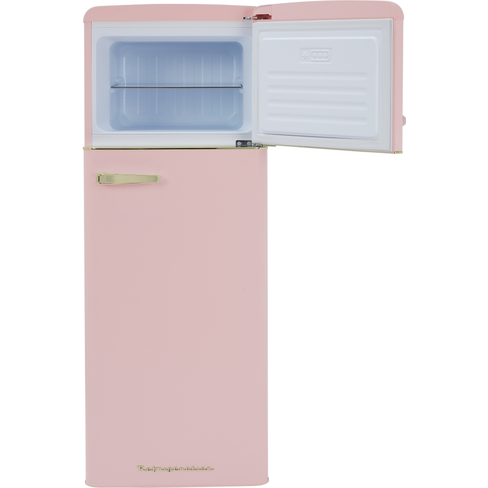 CDA Betty Tea Rose Retro Static Fridge Freezer, 80/20, Pink, D Rated