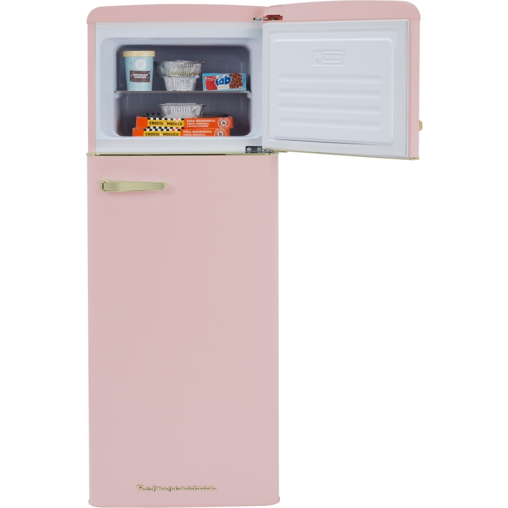 CDA Betty Tea Rose Retro Static Fridge Freezer, 80/20, Pink, D Rated