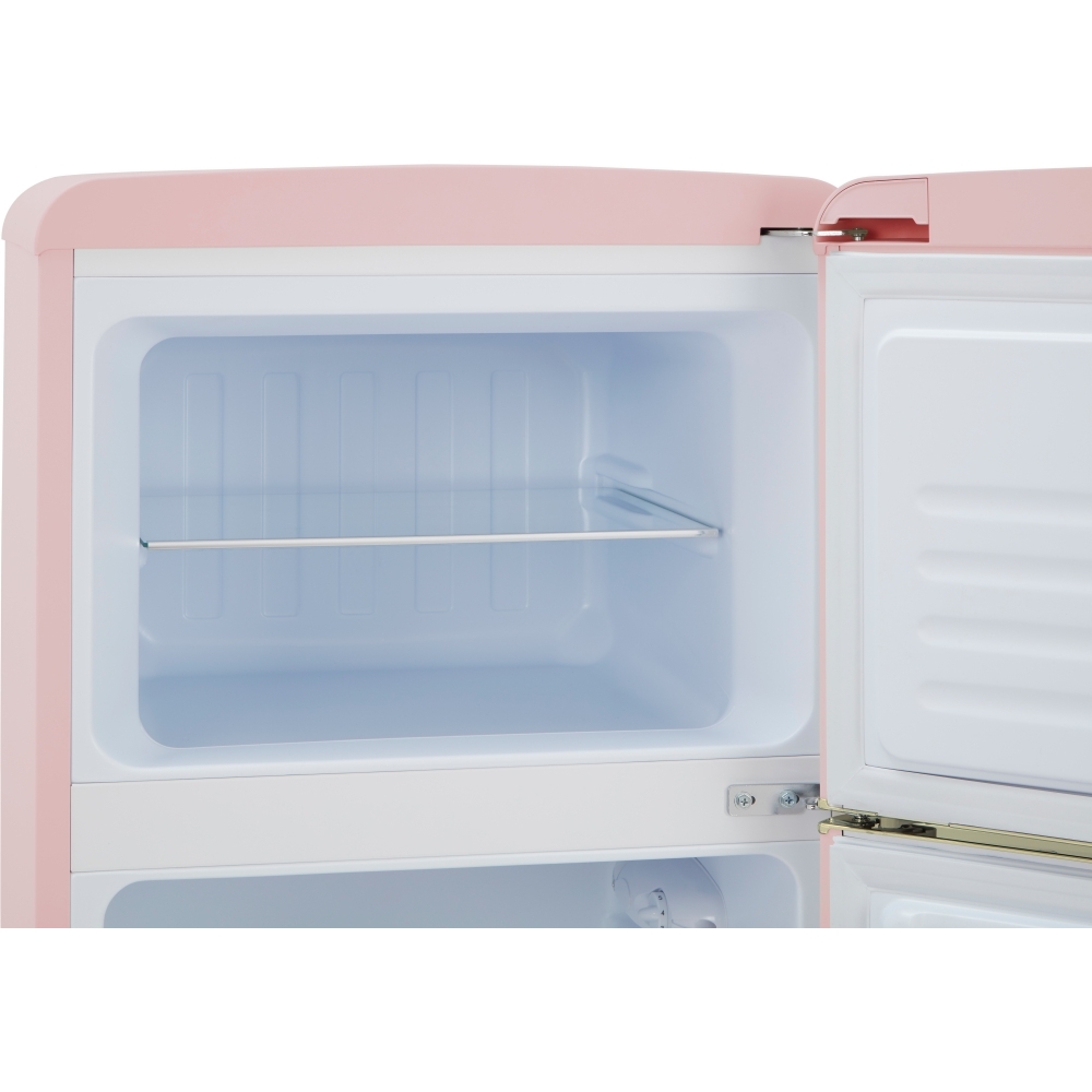CDA Betty Tea Rose Retro Static Fridge Freezer, 80/20, Pink, D Rated