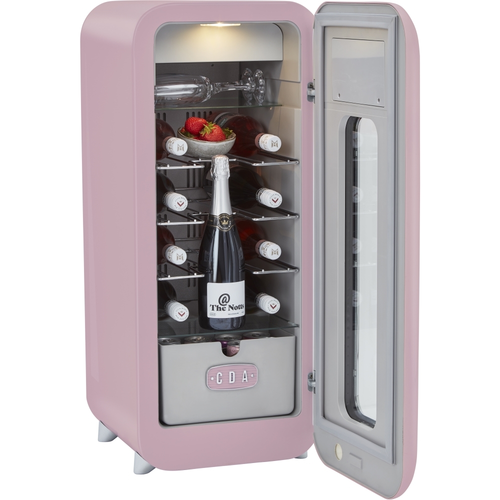 CDA Nancy Tea Rose Retro Wine Cooler, Pink, G Rated