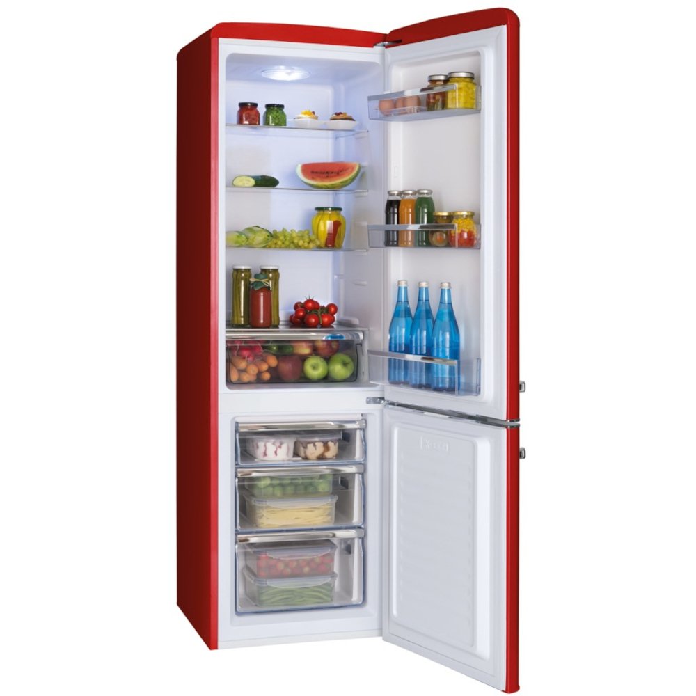 Amica FKR29653R Retro Static Fridge Freezer, 60/40, Red, E Rated