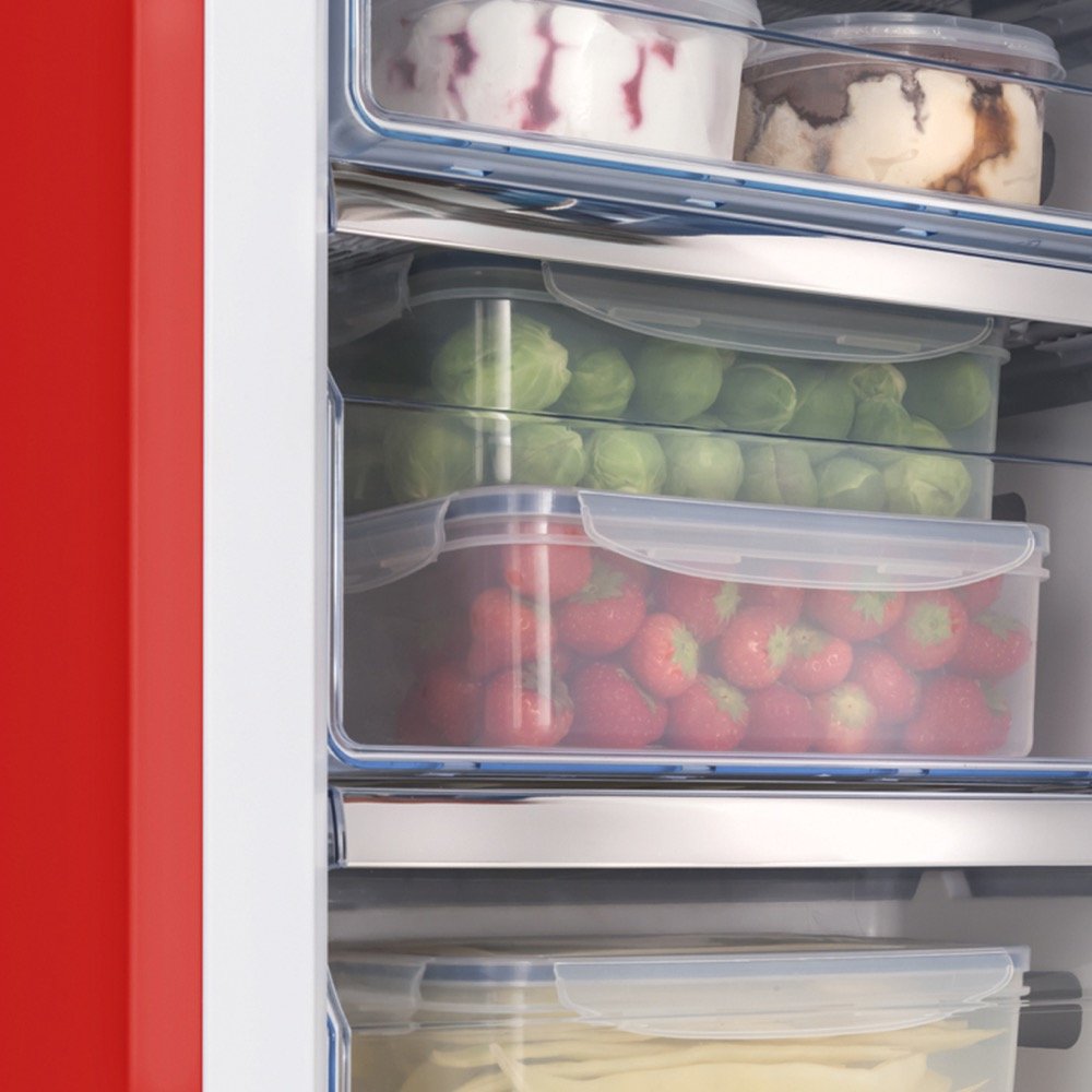 Amica FKR29653R Retro Static Fridge Freezer, 60/40, Red, E Rated