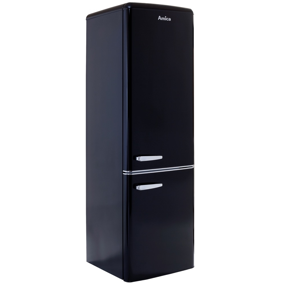Amica FKR29653B Retro Static Fridge Freezer, 60/40, Black, E Rated