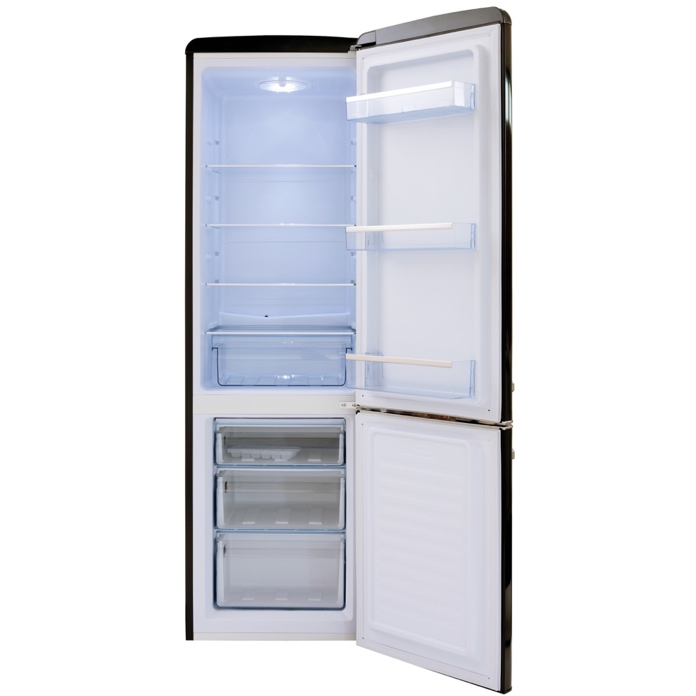 Amica FKR29653B Retro Static Fridge Freezer, 60/40, Black, E Rated