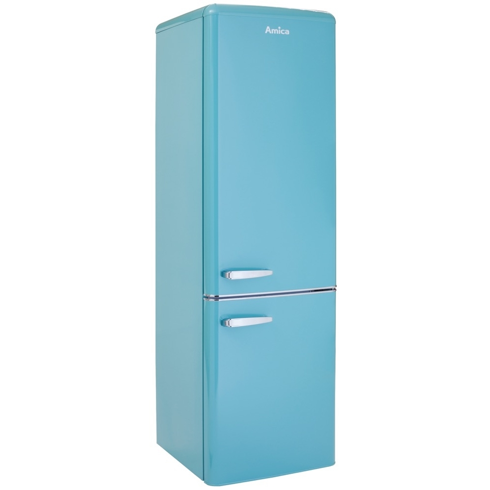 Amica FKR29653DEB Retro Static Fridge Freezer, 60/40, Blue, E Rated