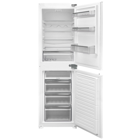 CDA CRI751 Low Frost Integrated Fridge Freezer, Sliding Hinge, 50/50, E Rated