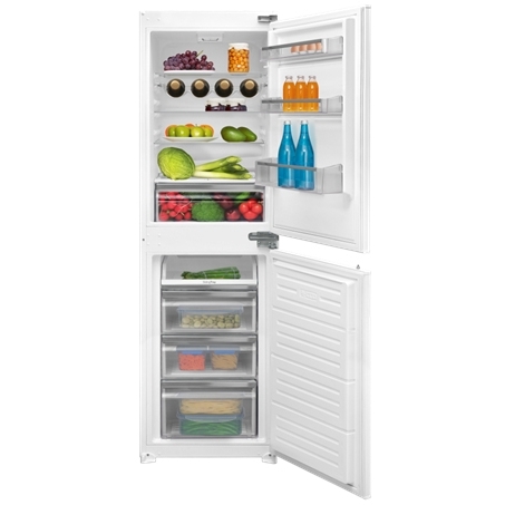 CDA CRI751 Low Frost Integrated Fridge Freezer, Sliding Hinge, 50/50, E Rated