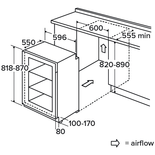 CDA FW224/2 Built-Under Larder Fridge, Fixed Hinge, E Rated