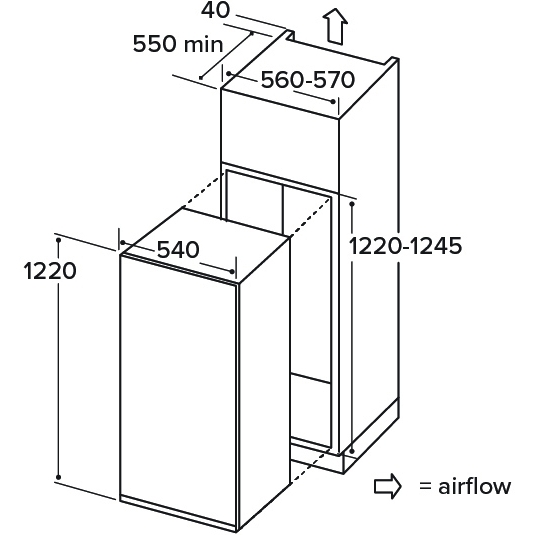 CDA FW522/3 Built-In Larder Fridge, Fixed Hinge, E Rated
