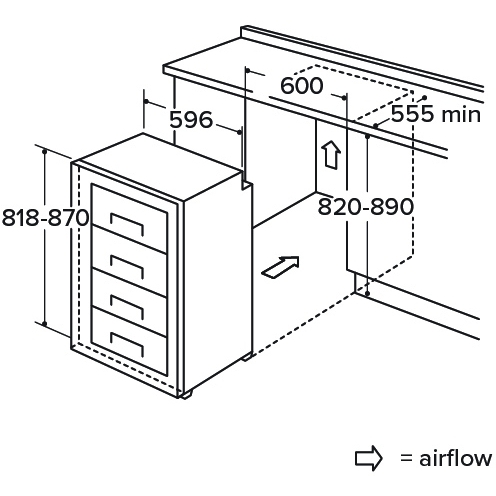 CDA FW284/2 Static Built-Under Freezer, Fixed Hinge, E Rated