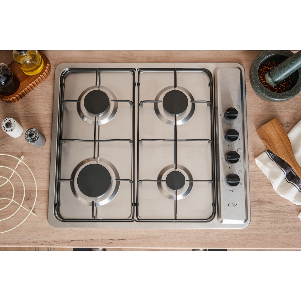 CDA SCG060SS 58cm 4 Burner Gas Hob, Stainless Steel