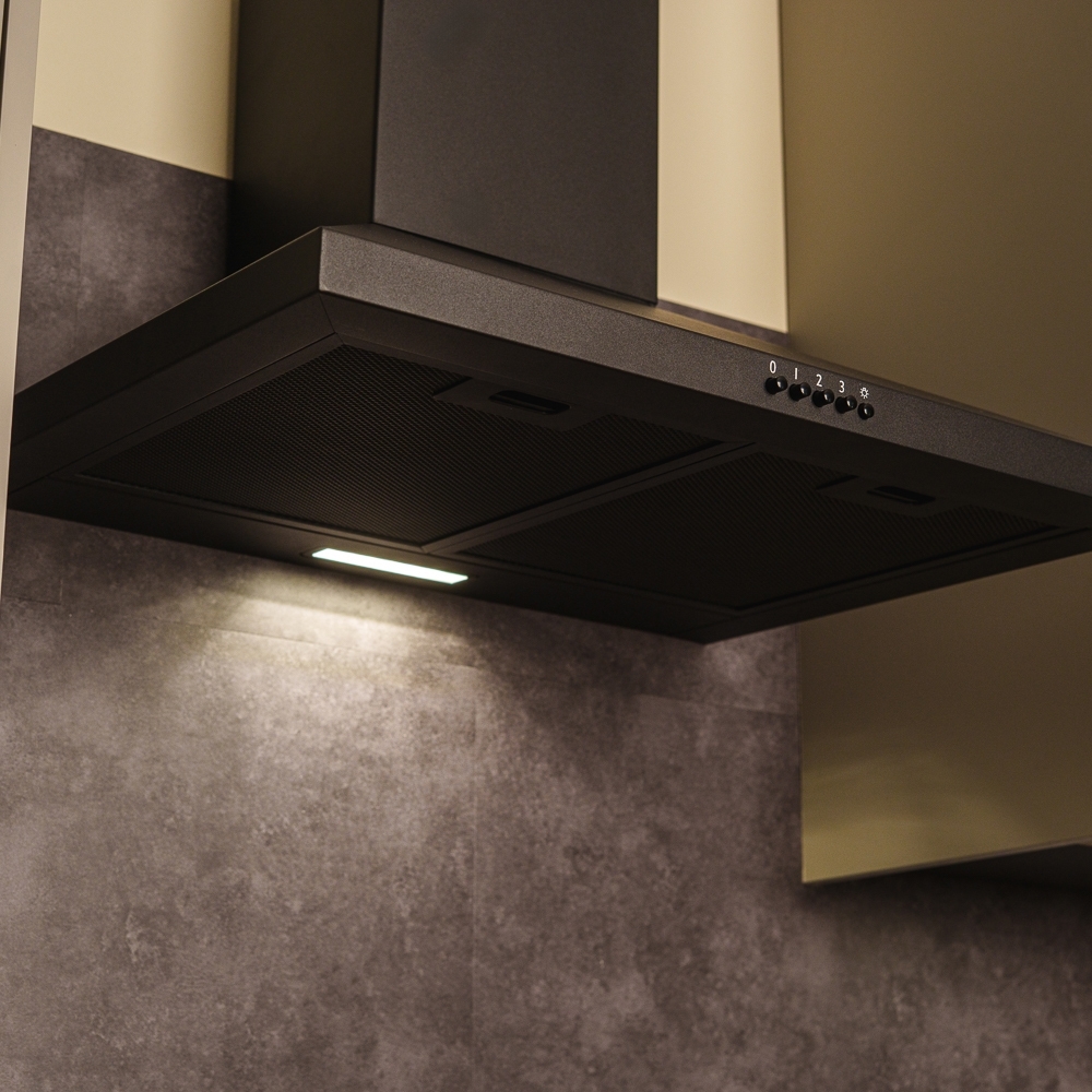 CDA SCCH60BL 60cm Chimney Cooker Hood, Black, A Rated