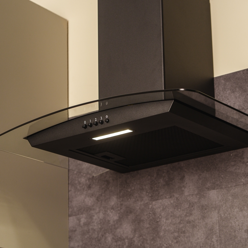 CDA SCCV60BL 60cm Chimney Cooker Hood, Black, A Rated