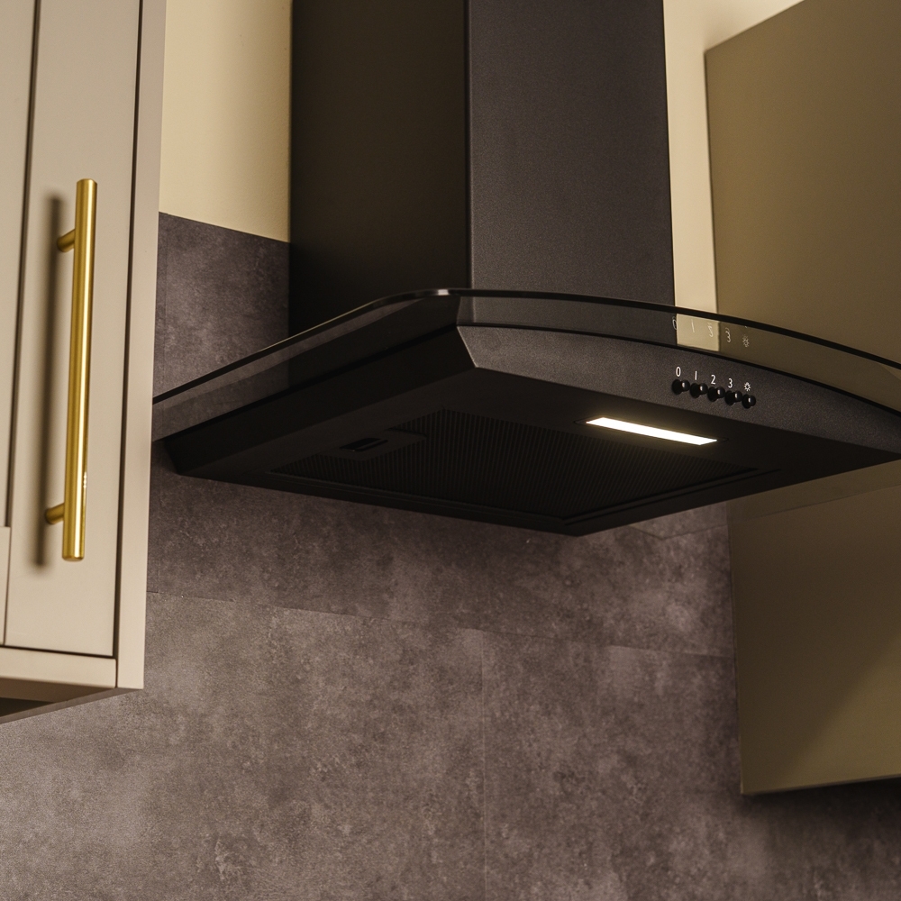 CDA SCCV60BL 60cm Chimney Cooker Hood, Black, A Rated