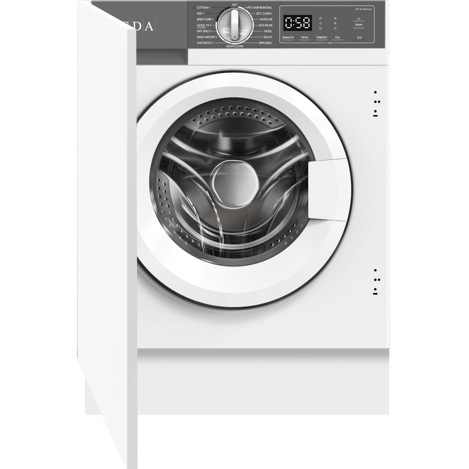 CDA WD814 Integrated Washer Dryer, 8kg/6kg, 1400 Spin, White, D Rated