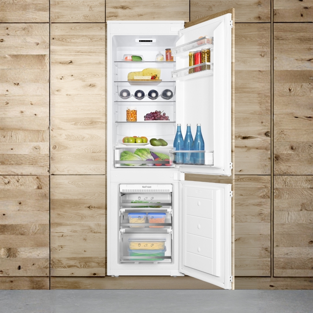 CDA FW527 No Frost Integrated Fridge Freezer, Sliding Hinge, 70/30, E Rated