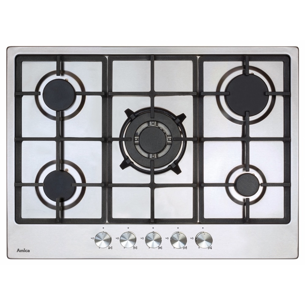Amica AGH7100SS/0 68cm 5 Burner Gas Hob, Stainless Steel