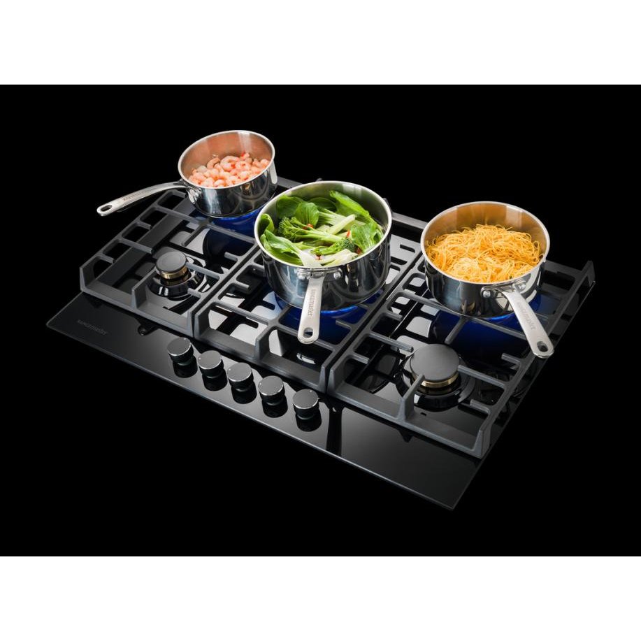 Rangemaster Eclipse ECL75HPNGFBL/BL 5 Burner Gas Hob Black Glass, Black