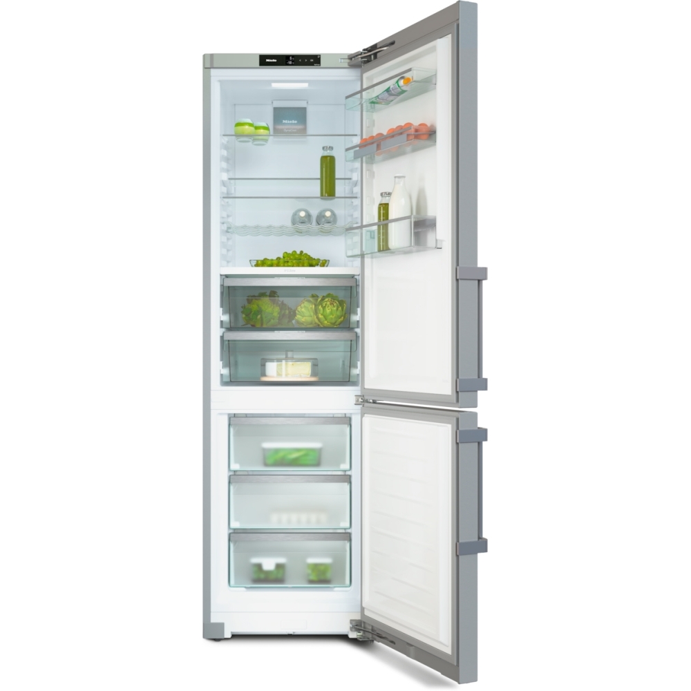 Miele KFN4797CD CLST CleanSteel No Frost Fridge Freezer, 70/30, Stainless Steel, C Rated