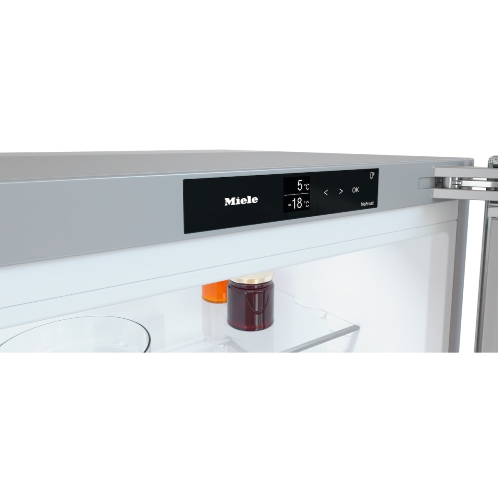 Miele KFN4797CD CLST CleanSteel No Frost Fridge Freezer, 70/30, Stainless Steel, C Rated