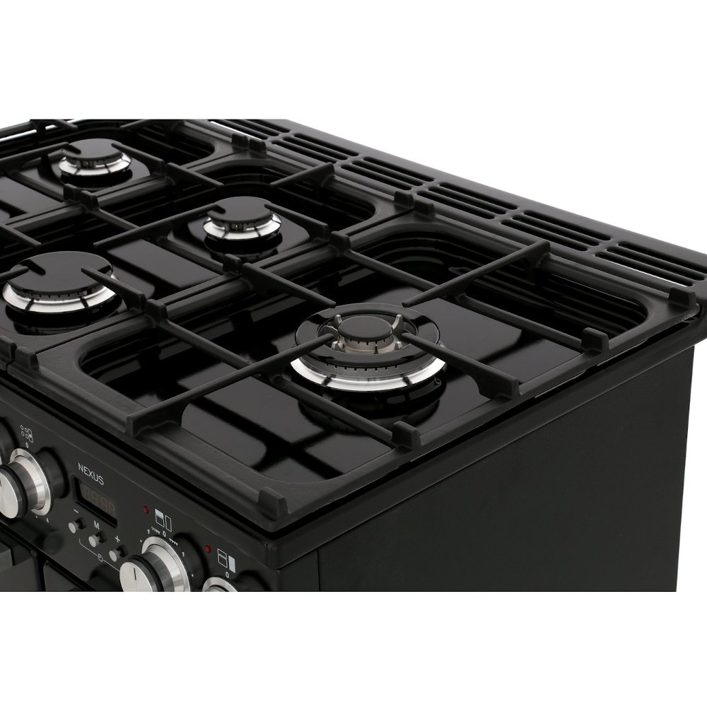 Rangemaster NEX90DFFCB/C 90cm Dual Fuel Range Cooker Nexus Charcoal Black / Chrome, A Rated