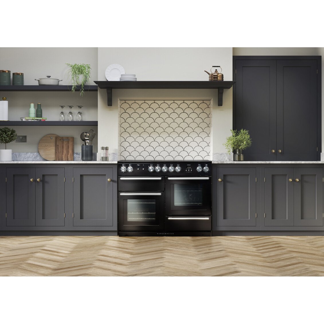 Rangemaster NEX110EICB/C 110cm Induction Range Cooker Nexus Charcoal Black / Chrome, A Rated