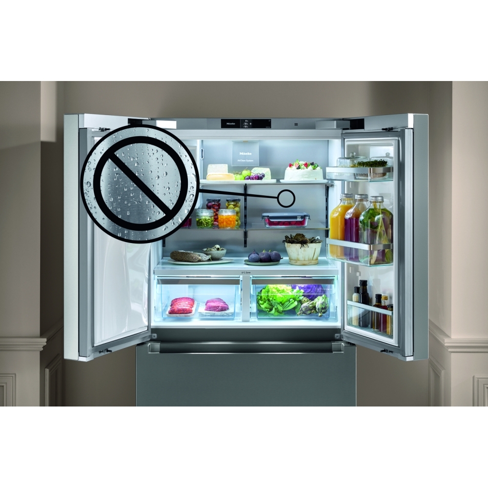 Miele KFFD 6765 EDT/CS CleanSte American Fridge Freezer, Stainless Steel, D Rated,  Plumbed