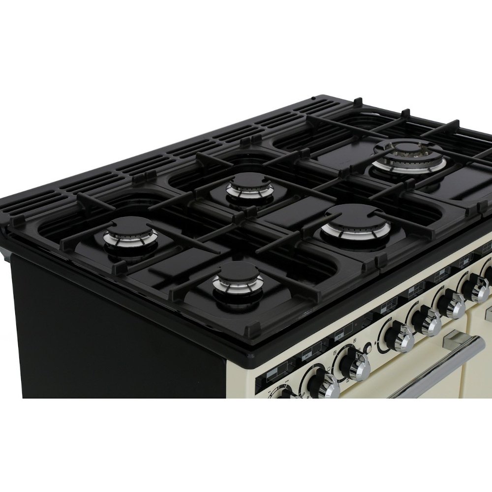 Rangemaster EDL90DFFCB/C 90cm Dual Fuel Range Cooker Encore Deluxe Charcoal Black / Chrome, A Rated