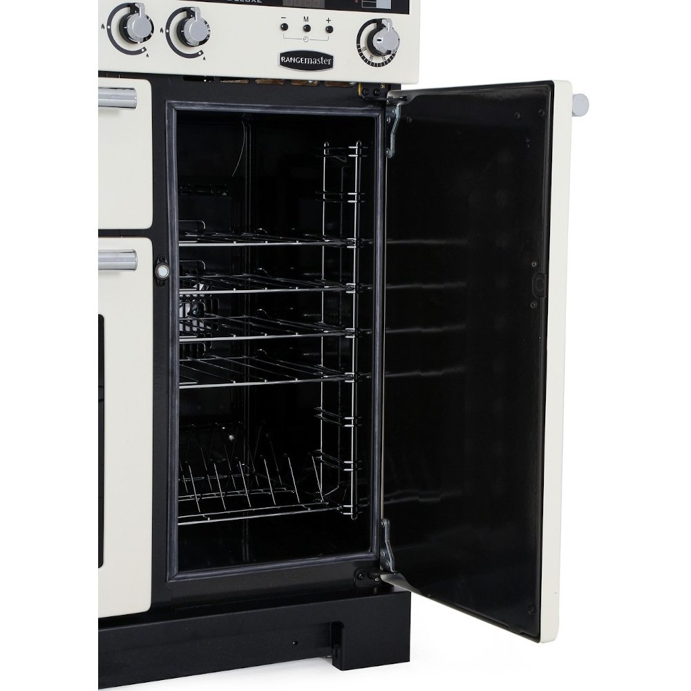 Rangemaster EDL90DFFCB/C 90cm Dual Fuel Range Cooker Encore Deluxe Charcoal Black / Chrome, A Rated