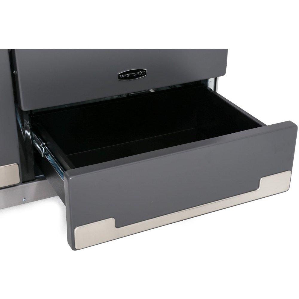 Rangemaster ELS110DFFSB 110cm Dual Fuel Range Cooker Elise Stone Blue / Brushed Nickel, A Rated