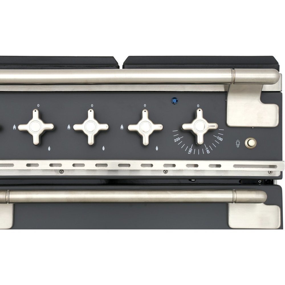 Rangemaster ELS110DFFSB 110cm Dual Fuel Range Cooker Elise Stone Blue / Brushed Nickel, A Rated