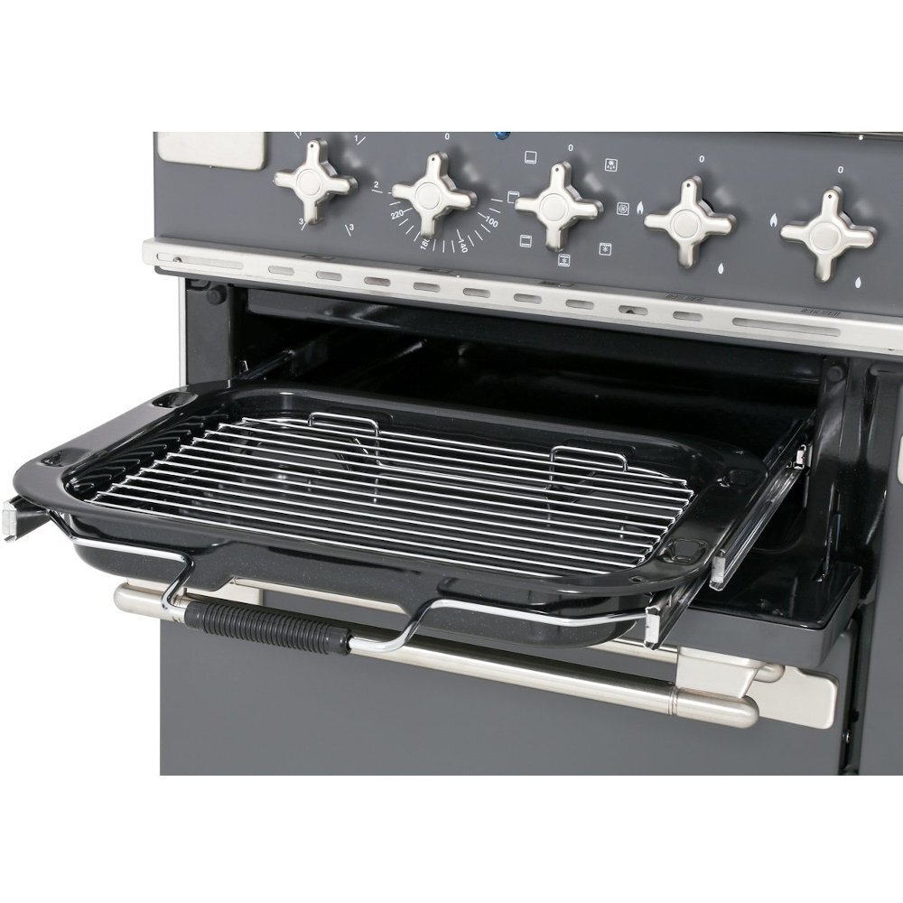 Rangemaster ELS110DFFMG 110cm Dual Fuel Range Cooker Elise Mineral Green / Brushed Nickel, A Rated