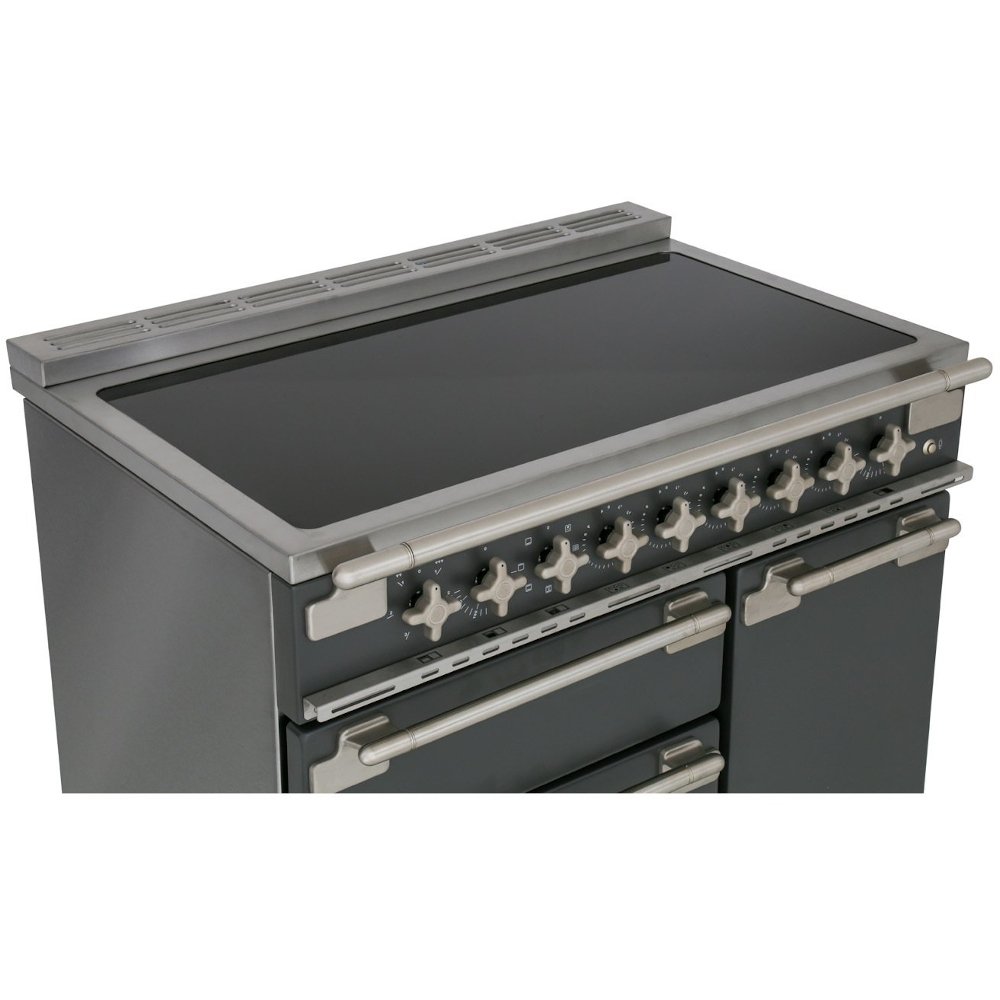 Rangemaster ELS90EICB 90cm Induction Range Cooker Elise Charcoal Black / Brushed Nickel, A Rated