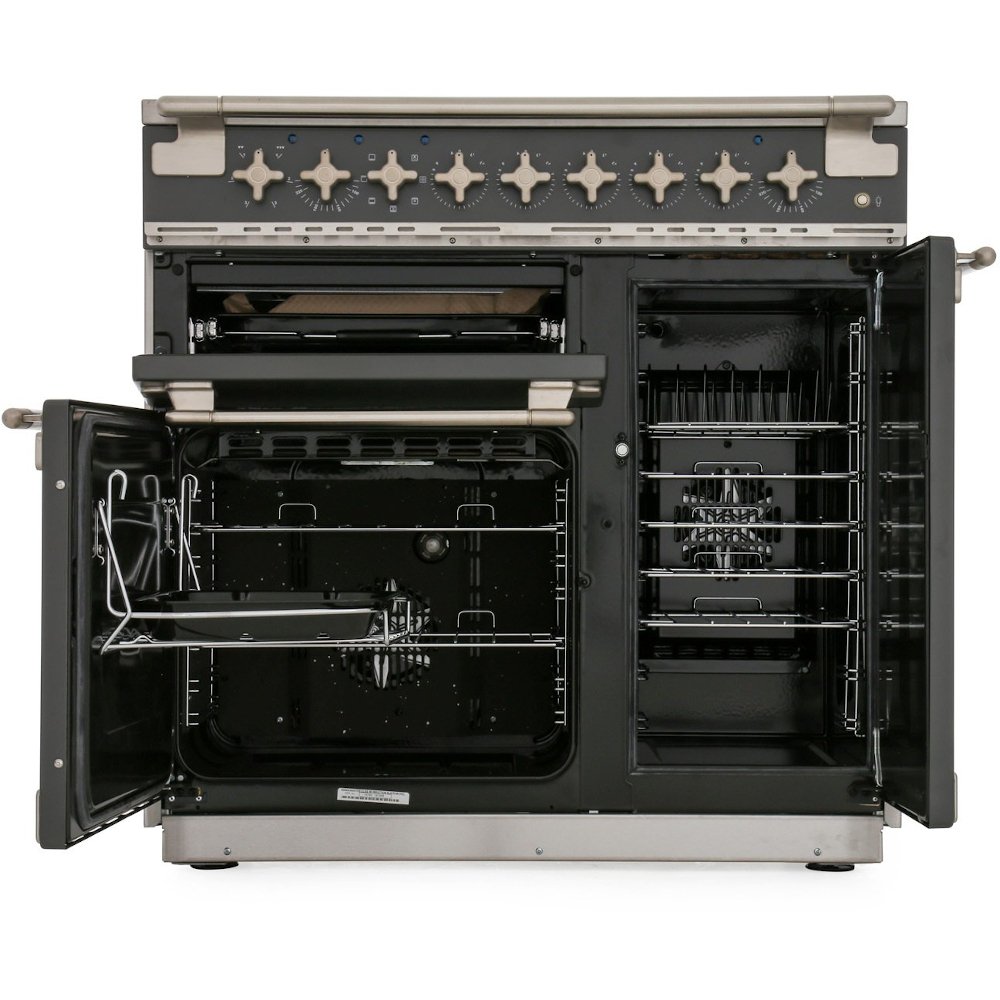 Rangemaster ELS90EIMG 90cm Induction Range Cooker Elise Mineral Green / Brushed Nickel, A Rated