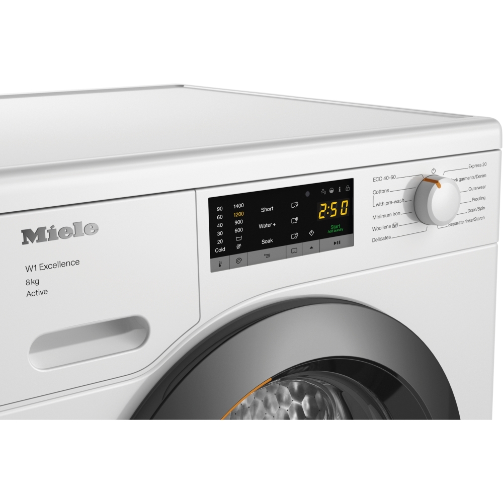Miele WEA125 WCS Washing Machine, 8kg, 1400 Spin, White, A Rated
