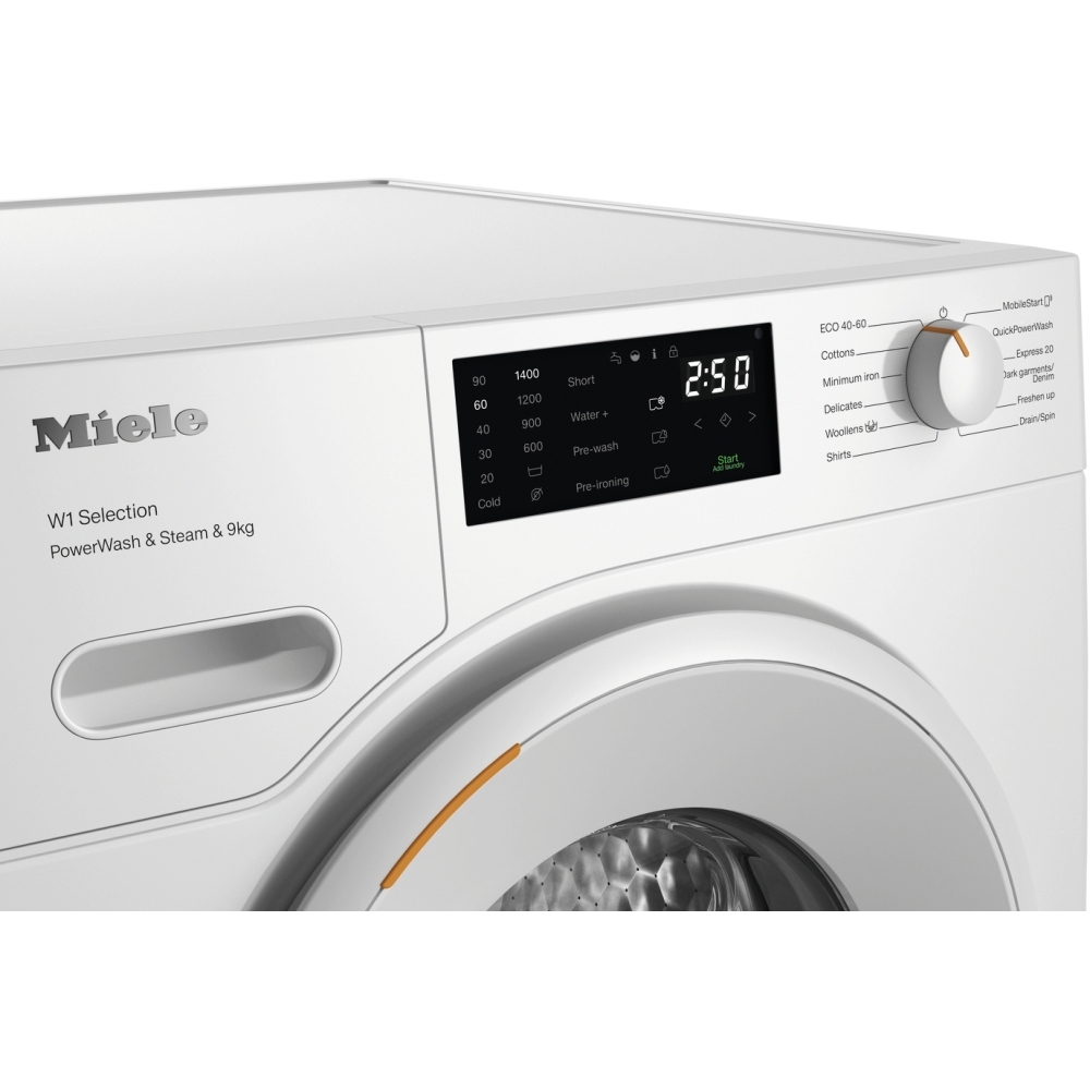 Miele WSD383 WCS Lotus White - Washing Machine, 9kg, 1400 Spin, A Rated
