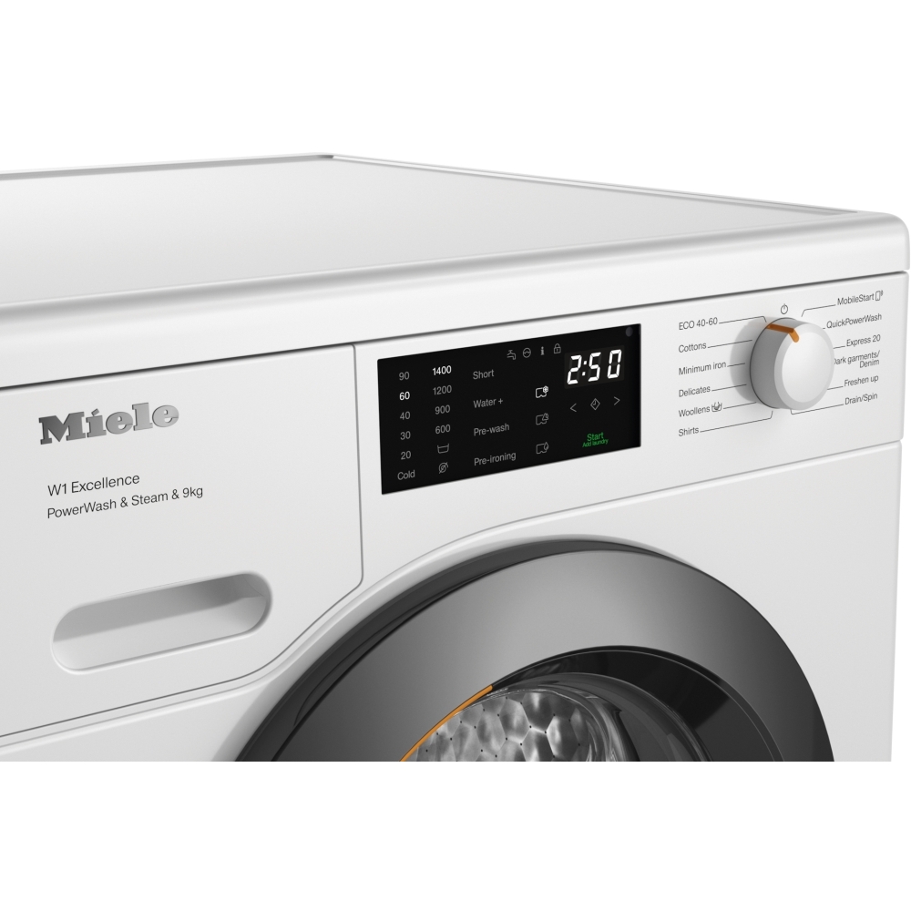 Miele WED385 WCS Washing Machine, 9kg, 1400 Spin, White, A Rated