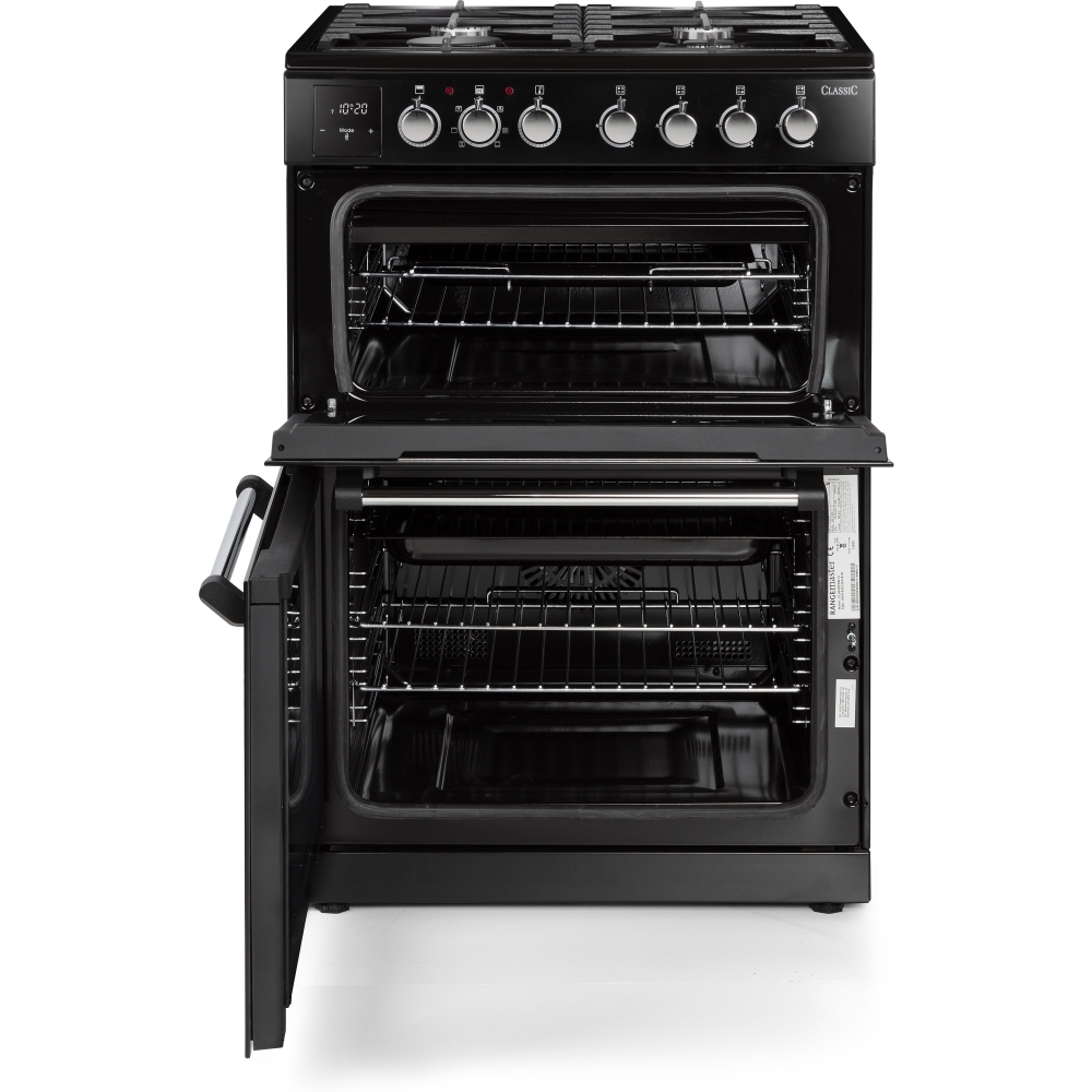 Rangemaster CLA60DFFBL/C Dual Fuel Cooker with Double Oven Classic Black / Chrome, A Rated