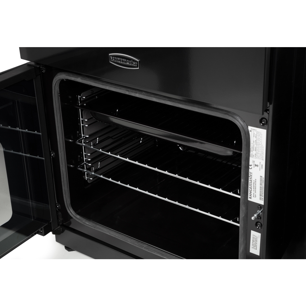 Rangemaster CLA60DFFBL/C Dual Fuel Cooker with Double Oven Classic Black / Chrome, A Rated
