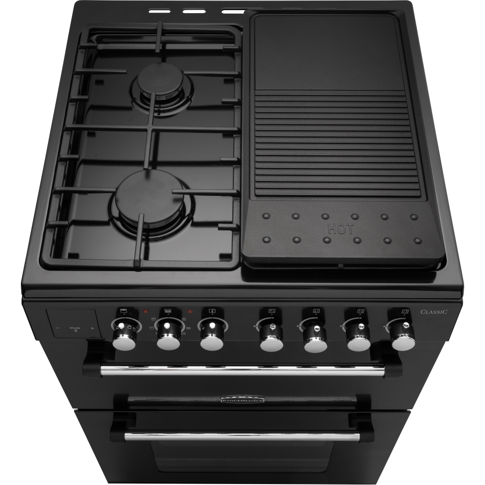 Rangemaster CLA60DFFBL/C Dual Fuel Cooker with Double Oven Classic Black / Chrome, A Rated