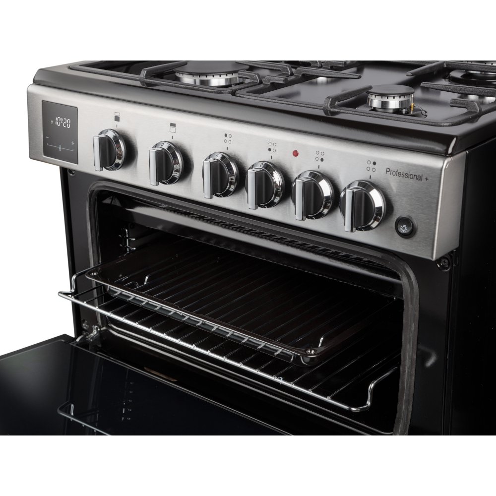 Rangemaster PROPL60NGFSS/C Gas Cooker with Double Oven Professional Plus Stainless Steel / Chrome, A+ Rated