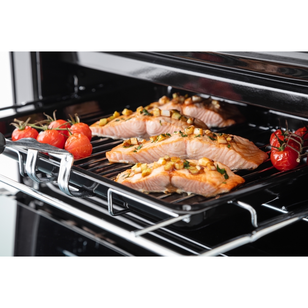 Rangemaster PROPL60NGFBL/C Gas Cooker with Double Oven Professional Plus Black / Chrome, A+ Rated