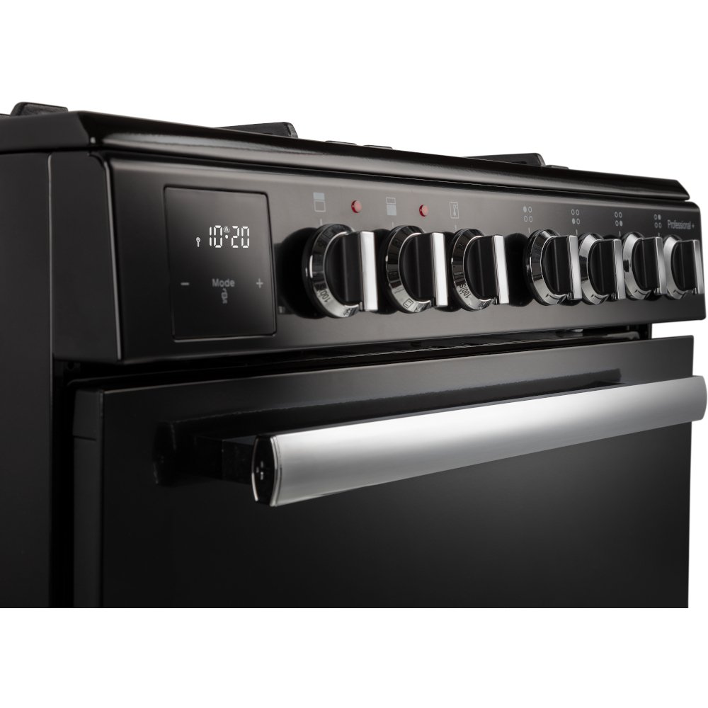 Rangemaster PROPL60DFFBL/C Dual Fuel Cooker with Double Oven Professional Plus Black / Chrome, A Rated