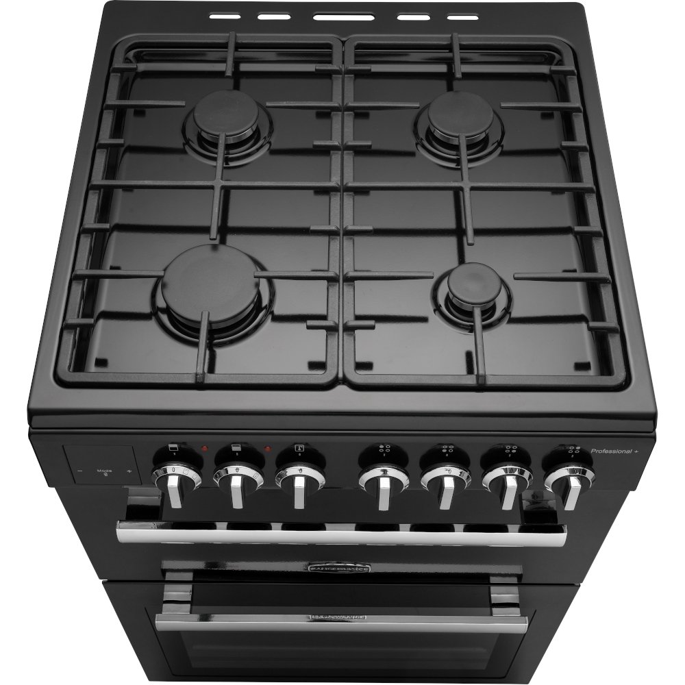 Rangemaster PROPL60DFFBL/C Dual Fuel Cooker with Double Oven Professional Plus Black / Chrome, A Rated