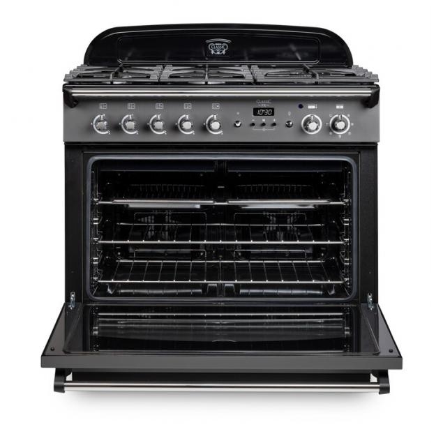 Rangemaster CLAS90FXDFFSB/B 90cm Dual Fuel Range Cooker Classic FX Stone Blue / Brass, A Rated